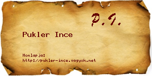 Pukler Ince névjegykártya